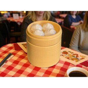 New Retro Brown Ceramic Asian Steamed Dumplings Candle W/ Lid Birthday Gift